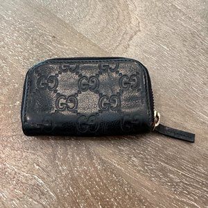 Black Gucci Leather Guccissima Coin Pouch